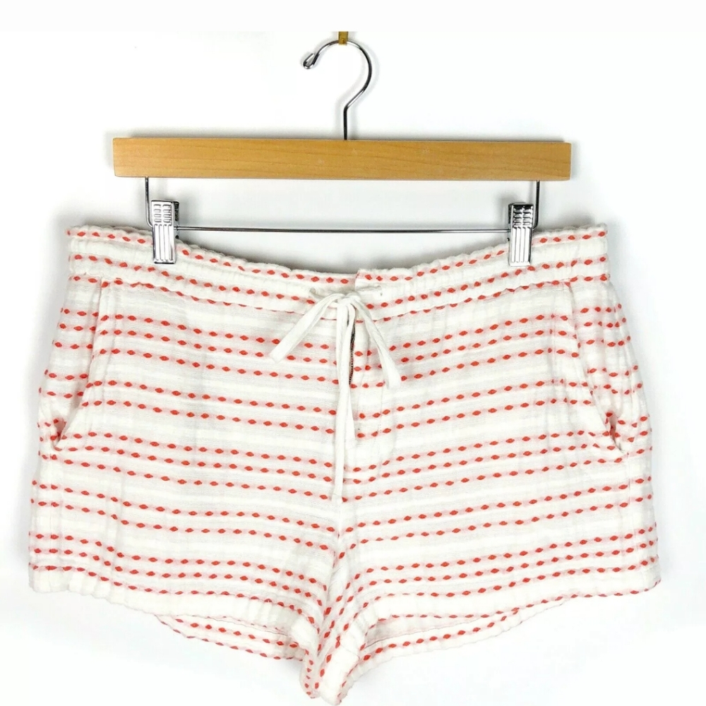 Lou & Grey white shorts with coral stiches, size S